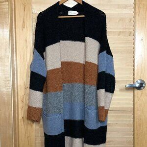 Oversized Block Color Long Cardigan